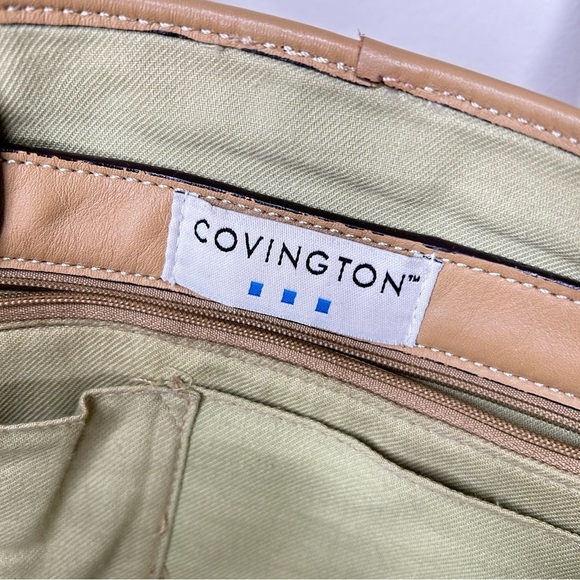 Covington Leather and  Canvas Red Tote with Buckle - Picture 9 of 10